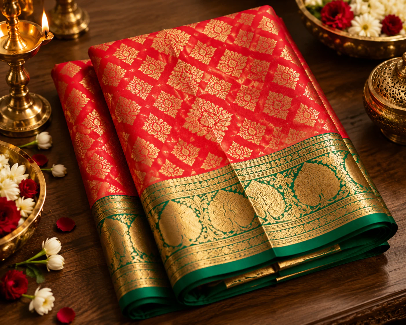 Temple Border Bridal Saree