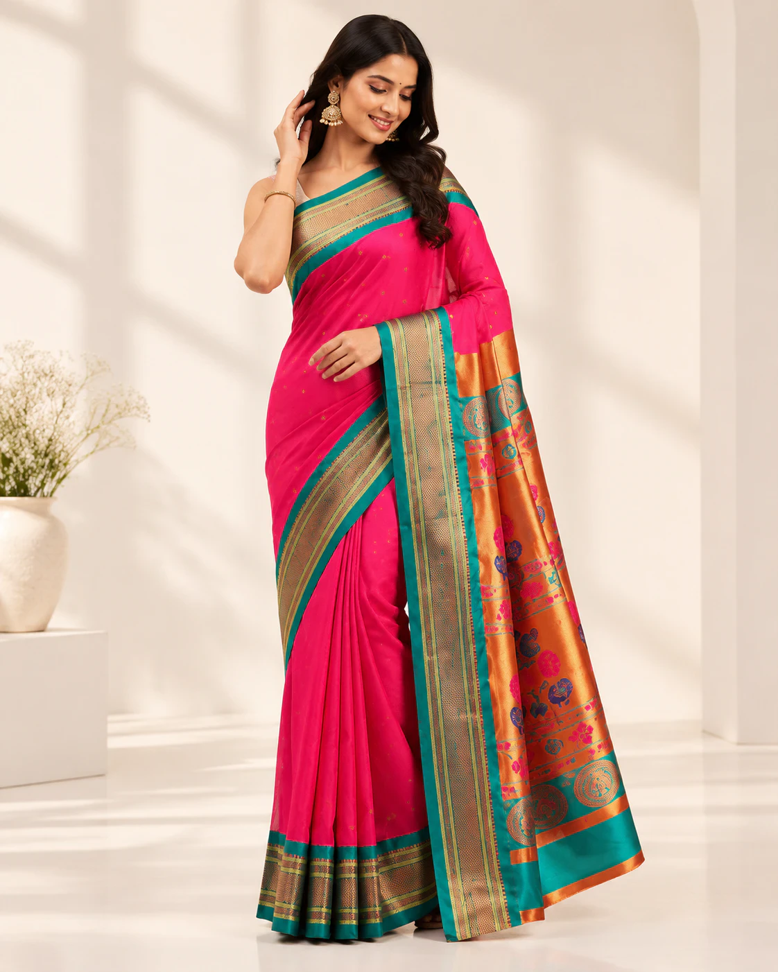 Contrast Border Cotton Silk Sarees