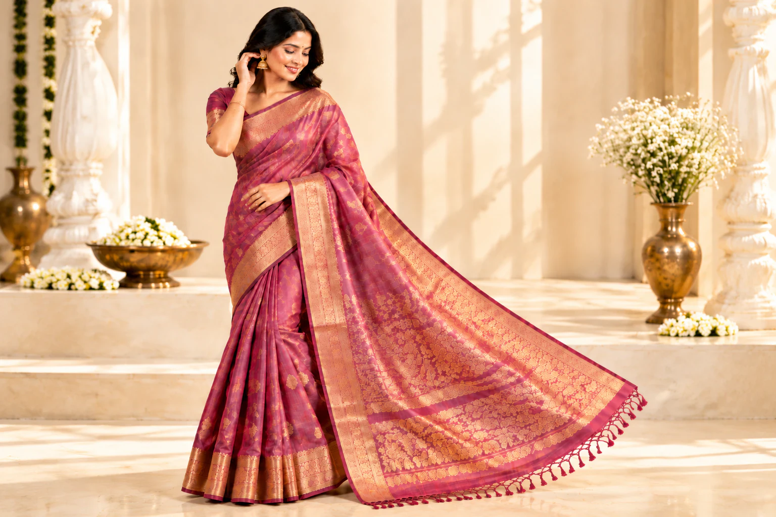 Teal Cotton Silk Saree for women